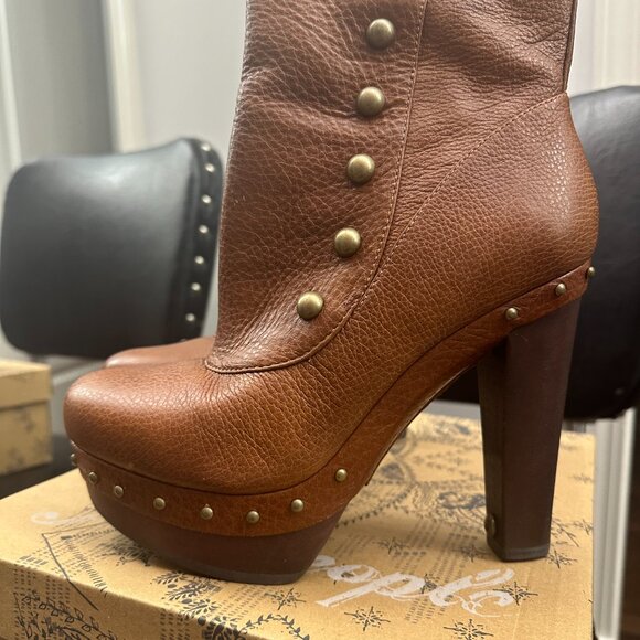 BNWT Extremely Rare UGG Platform High Heel Booties Leather & Fur sz 8 70s style - Picture 4 of 6